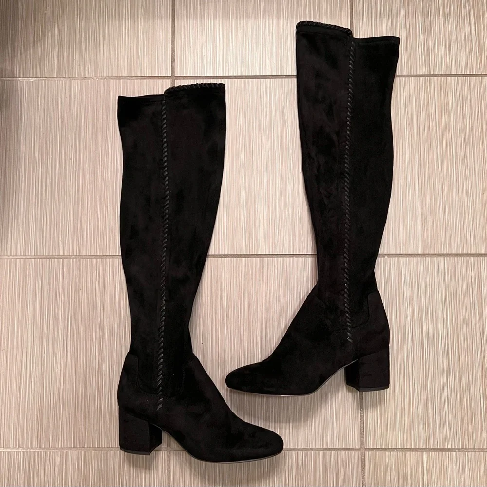 Franco Sarto Kayda Tall Over The Knee Suede Leather Stretch Boots Size 8
